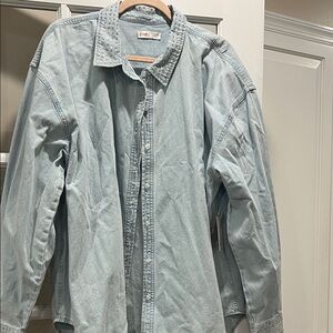 Light Blue Studded Collar Denim Shirt